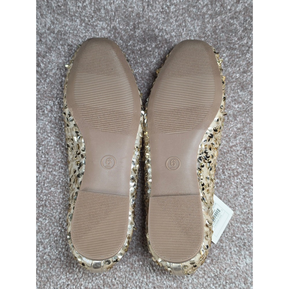 A New Day Sammie Champagne Gold Sequin Ballet Flats Womens 6 New - Picture 6 of 6